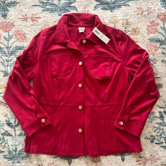 Chico's Faux Suede Jacket Pink New with Tags - Picture 1 of 4